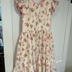 Ivy City Co Cream Midi Dress with Pink Floral Print
